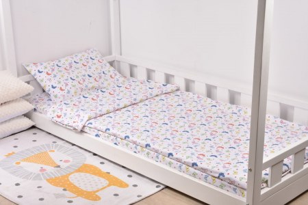 Lenjerie de Pat Roz - Lenjerie pat 3 piese model fluturasi  90x200 cm