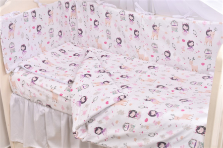 Lenjerie patut 120x60 cm, 3 piese bumbac 100% model Fetite [2]