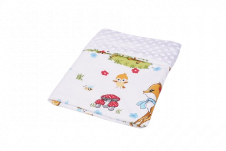Paturica Bebe Cu Gluga - Paturica model caprioare si plus minky  alb 80x80cm