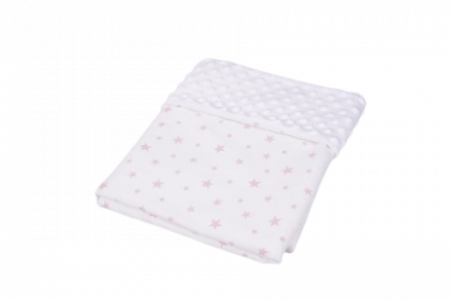 Paturica Bebe Cu Gluga - Paturica model inimioare si plus minky alb 80x80cm