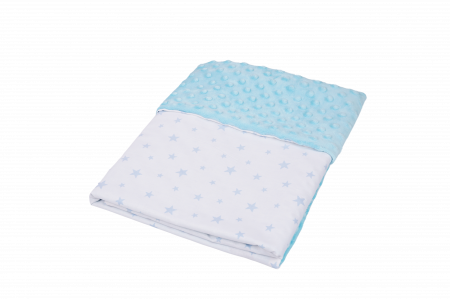 Paturica Bebe Cu Gluga - Paturica model stelute bleu si plus minky  bleu 80x80cm