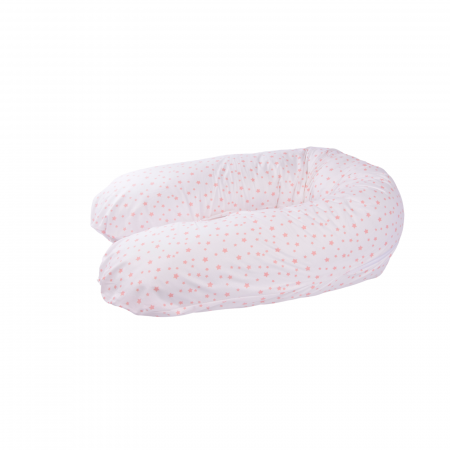 Pentru mamici - Perna gravide multifunctionala 3 in 1 bumbac 100% model stelute roz