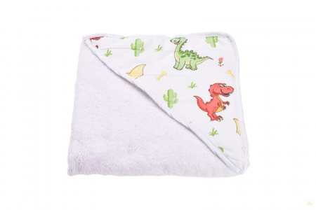 Prosop Baie Copii cu Gluga - Prosop de baie bumbac 100% model dinozauri