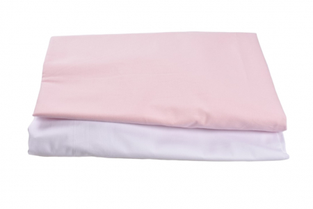 Cearceaf Alb - Set 2 cearsafuri patut 90x50 cm bumbac 100% alb/roz