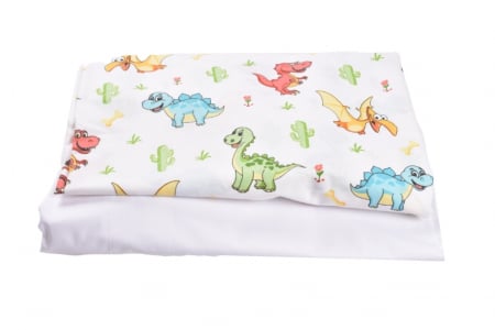 Cearceaf Bumbac - Set 2 cearsafuri bumbac 100% alb dinozauri