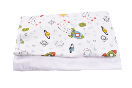 Cearceaf Bumbac - Set 2 cearsafuri bumbac 100% alb rachete