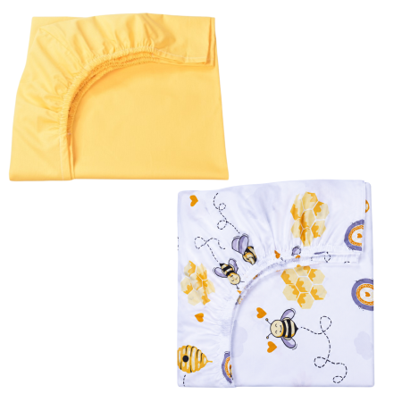 Pentru bebeluși - Set 2 cearsafuri bumbac 100% alb rachete