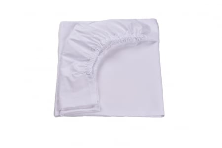 Set 3 cearsafuri alb crem si model rachete + protectie impermeabila patut 90x40/50 cm [1]