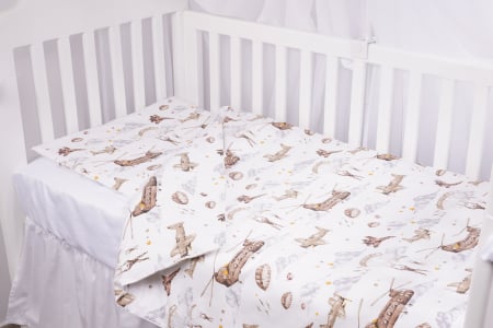 Set complet 7 piese lenjerie si aparatori patut 120x60 cm bumbac 100% model soldatei maro [1]