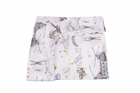 Set complet 7 piese lenjerie si aparatori patut 120x60 cm bumbac 100% model soldatei gri [3]