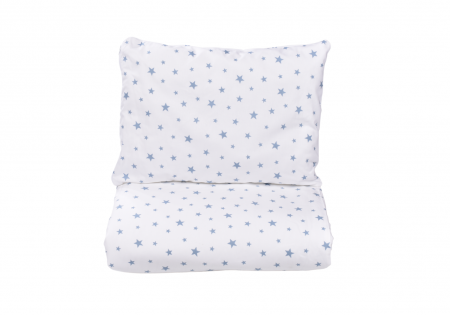 Lenjerii patut cresa - Set complet lenjerie 5 piese pentru patut incastrabil model stelute bleu
