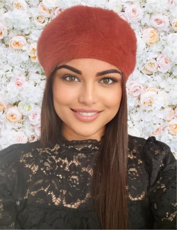 Bereta eleganta de lux din lana fina si pufoasa de Angora - Princess (CARAMIZIU) - marime universala [1]