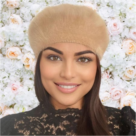 Bereta eleganta de lux din lana fina si pufoasa de Angora - Princess (MARO cappuccino) - marime universala [4]