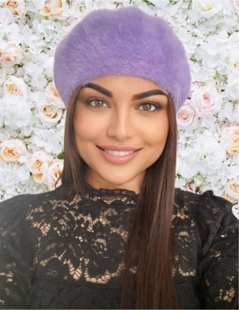 Bereta eleganta de lux din lana fina si pufoasa de Angora - Princess (MOV deschis) - marime universala [1]