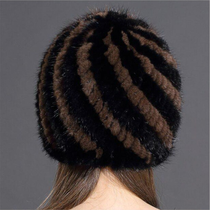 Caciula din blana de NURCA - Sofia Lux (NEGRU + MARO) - marime universala [4]