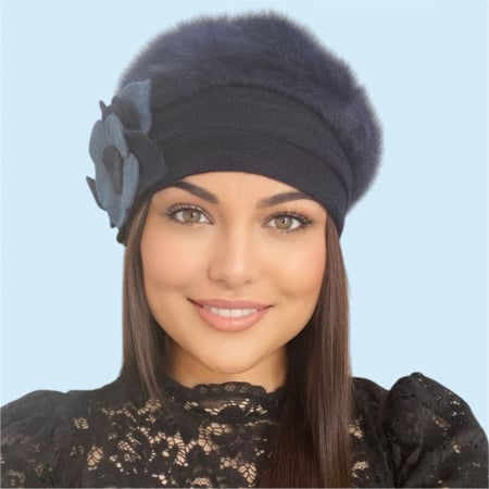 Caciula din lana groasa de Angora - Gloria Lux (BLEUMARIN) - marime universala [4]