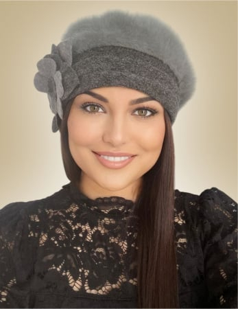 Caciula din lana groasa de Angora - Gloria Lux (GRI) - marime universala [2]