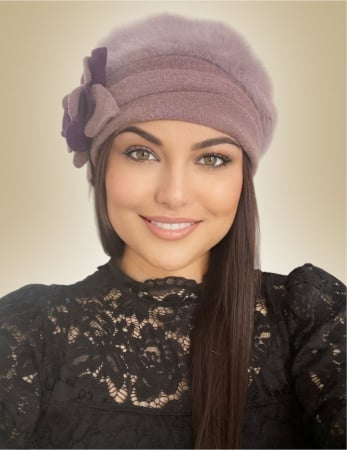 Caciula din lana groasa de Angora - Gloria Lux (ROZ pudra) - marime universala [2]