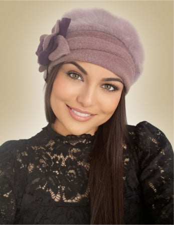 Caciula din lana groasa de Angora - Gloria Lux (ROZ pudra) - marime universala [1]