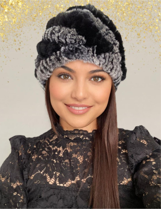 Caciula eleganta din blana ALISE (GRI+NEGRU) - marime universala [1]