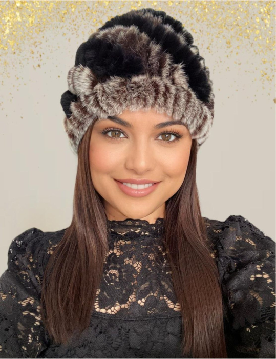 Caciula eleganta din blana BIA (MARO+NEGRU) - marime universala [1]