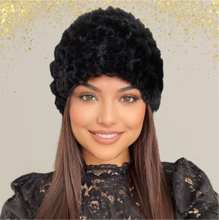 Caciula eleganta din blana ELISE (NEGRU) - marime universala [3]