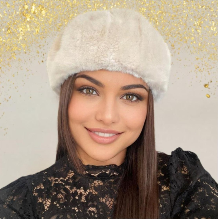 Caciula eleganta din blana JULIETTE (CREM) - marime universala, reglabila [3]