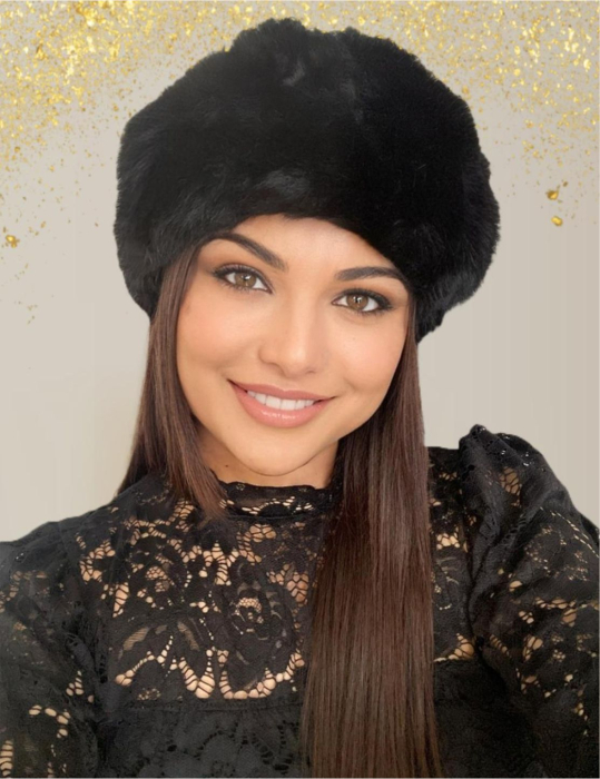 Caciula eleganta din blana JULIETTE (NEGRU) - marime universala, reglabila [1]