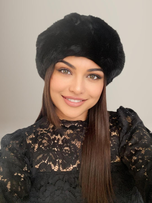 Caciula eleganta din blana JULIETTE (NEGRU) - marime universala, reglabila [2]