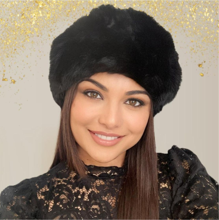 Caciula eleganta din blana JULIETTE (NEGRU) - marime universala, reglabila [4]