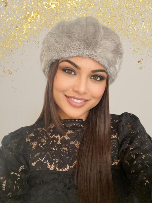 Caciula eleganta si calduroasa din blana JULIETTE (GRI) - marime universala, reglabila [2]