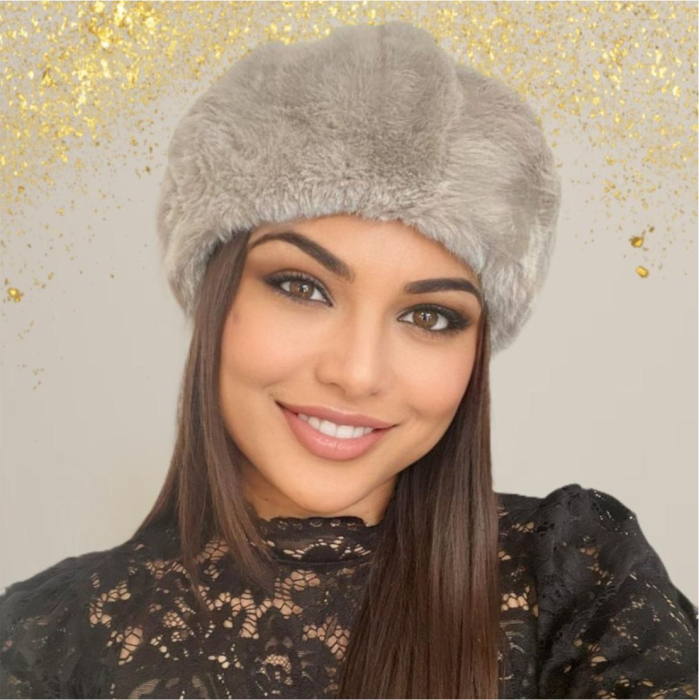 Caciula eleganta si calduroasa din blana JULIETTE (GRI) - marime universala, reglabila [3]