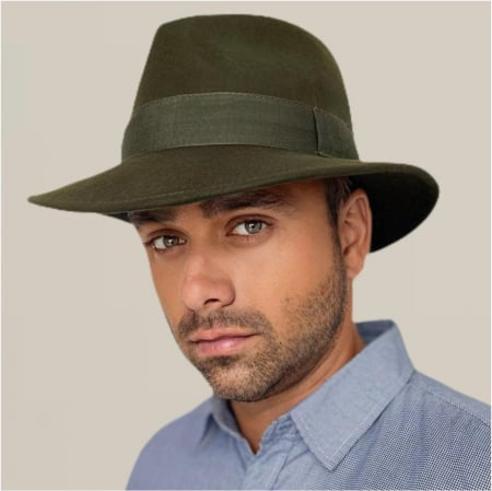 Palarie barbati din fetru lux cu boruri italiene ITALIAN STYLE (KAKI) [2]