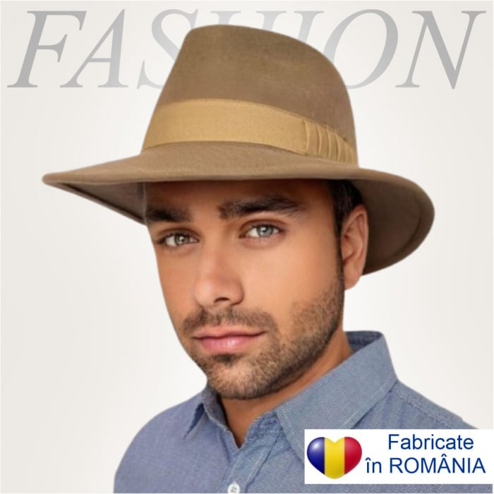 Palarie barbati din fetru lux cu boruri italiene ITALIAN STYLE (MARO deschis) [1]