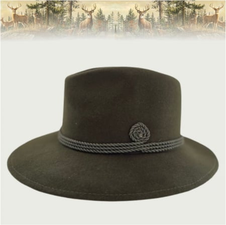 Palarie barbati din fetru lux cu boruri italiene si snur cu decor SIR VERDI (KAKI) [3]
