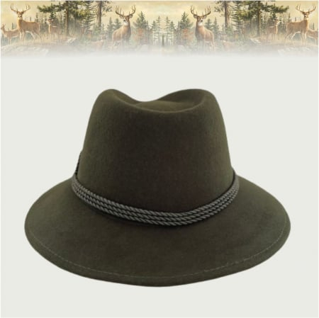 Palarie barbati din fetru lux cu boruri italiene si snur cu decor SIR VERDI (KAKI) [4]