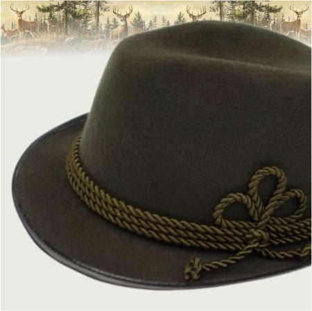Palarie barbati din fetru lux cu snur de matase VERDI LUX (KAKI) [3]