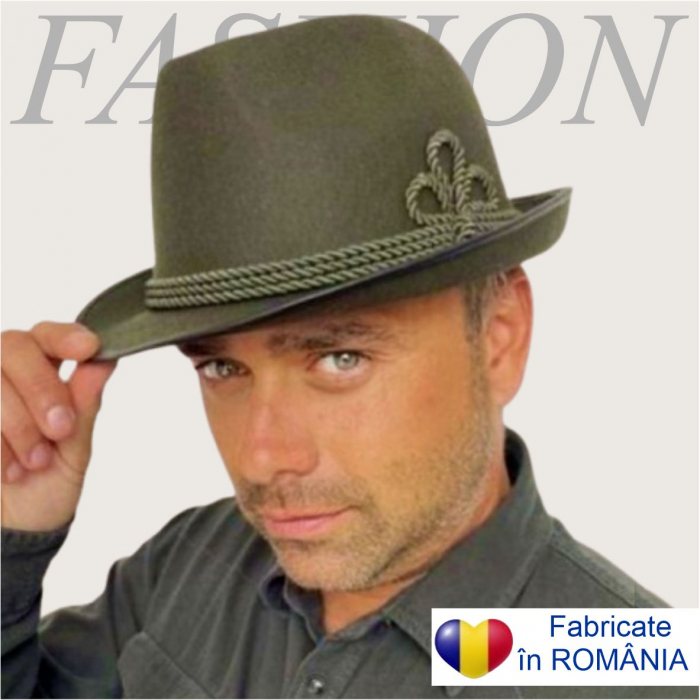 Palarie barbati din fetru lux cu snur de matase VERDI LUX (KAKI) [4]