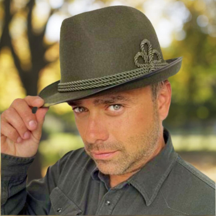 Palarie barbati din fetru lux cu snur de matase VERDI LUX (KAKI) [5]