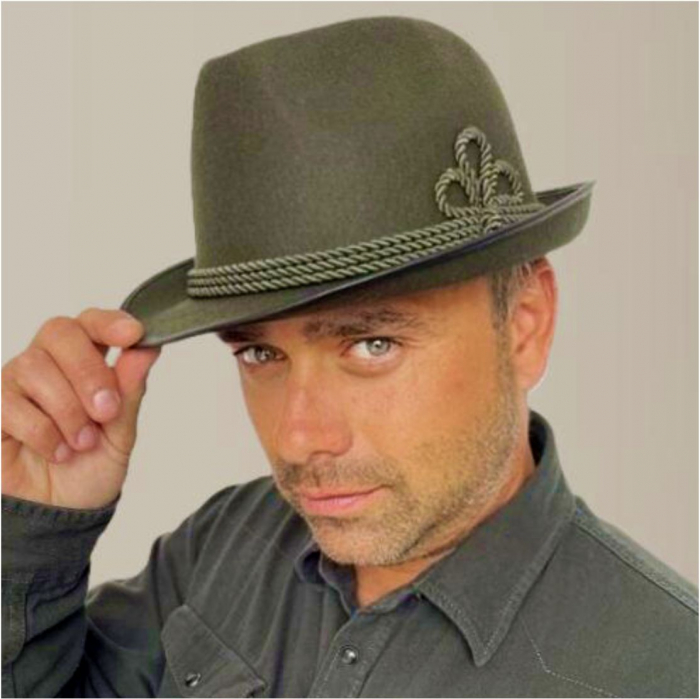 Palarie barbati din fetru lux cu snur de matase VERDI LUX (KAKI) [1]