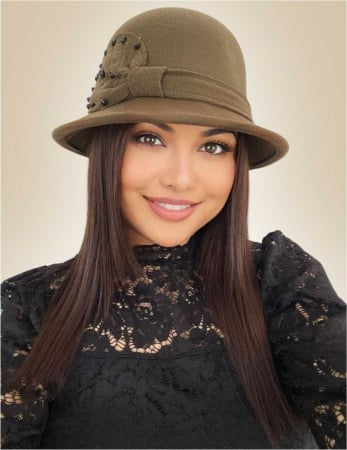 Palarie dama cu boruri delicate MISS COCHETTE (KAKI) - marime unica, reglabila [1]