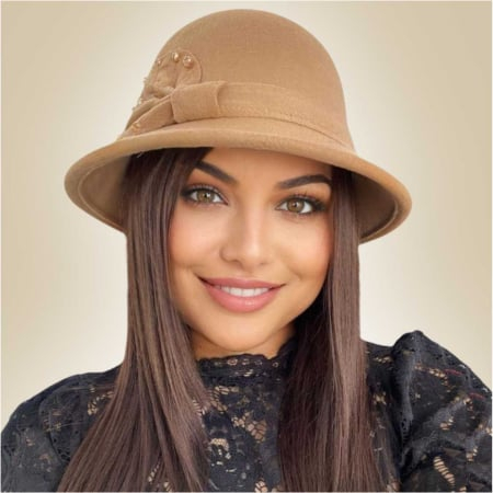 Palarie dama cu boruri delicate MISS COCHETTE (MARO cappuccino) - marime unica, reglabila [2]