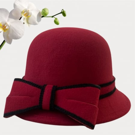 Palarie dama cu boruri delicate si funda MISS ALISS (GRENA) - marime unica, reglabila [3]