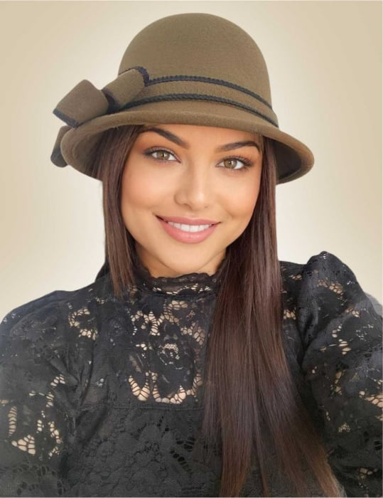 Palarie dama cu boruri delicate si funda MISS ALISS (KAKI) - marime unica, reglabila [1]