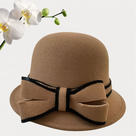 Palarie dama cu boruri delicate si funda MISS ALISS (MARO cappuccino) - marime unica, reglabila [3]