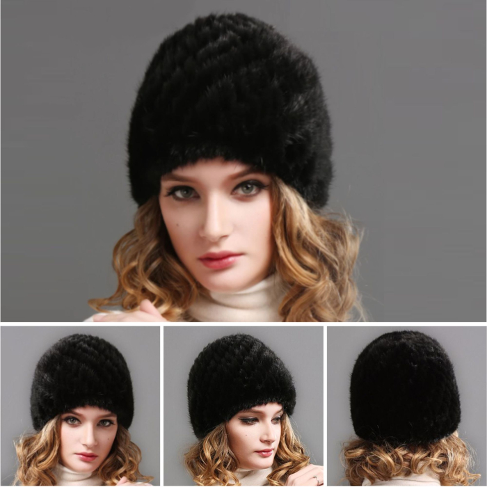 Caciula din blana de NURCA - Princess Lux (NEAGRA) - marime universala [7]