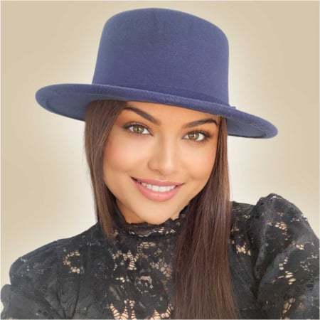 Palarie dama cu boruri rotunde MISS CASTILLIA (BLEUMARIN) - marime unica, reglabila [2]