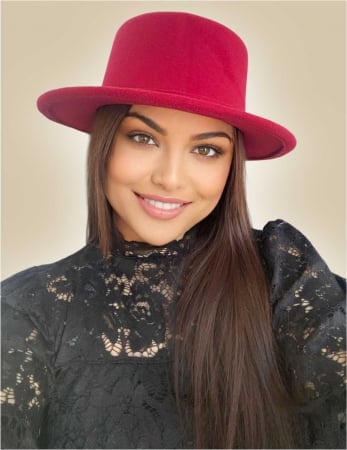 Palarie dama cu boruri rotunde MISS CASTILLIA (GRENA) - marime unica, reglabila [1]