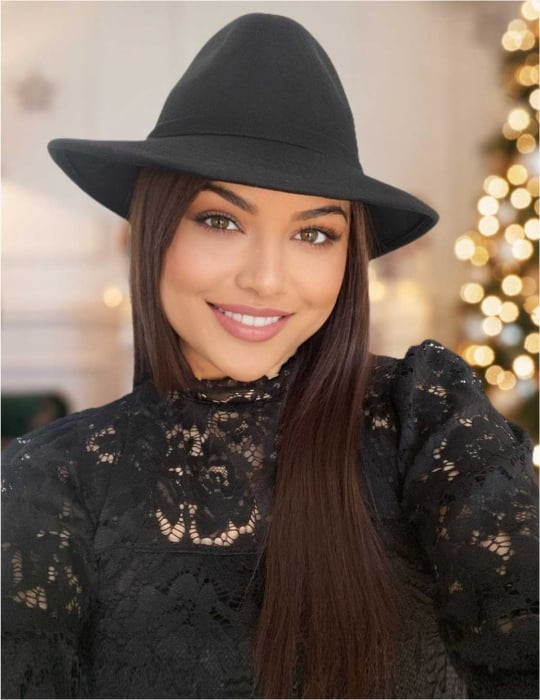 Palarie dama din fetru lux MISS ITALY (NEGRU) - marime unica, reglabila [1]