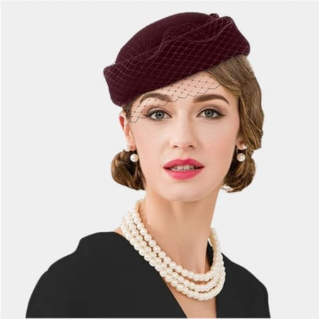 Palarie dama toca MISS PARIS -palarie grena, reglabila [5]